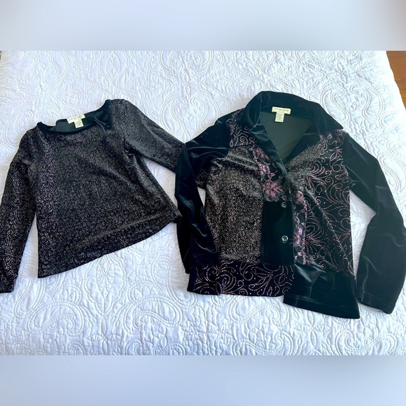 Notations Petite Women’s Velvet Velour Matching Set Blazer and Top Size PM - Picture 1 of 11